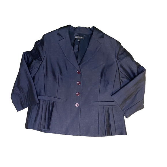 Lafayette 148 Blazer Womens Size 18 Blue Red Button Career Wear Professional - Picture 1 of 14
